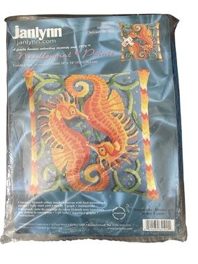 Janlynn Seahorse Needlepoint finished size 14x14 design by Johnny Karwan